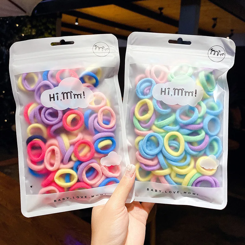 50Pcs Women Girls Colorful Nylon Rubber Bands Scrunchie Kids Ponytail Holder Hair Ties Elastic Hair Bands Sweet Hair Accessories