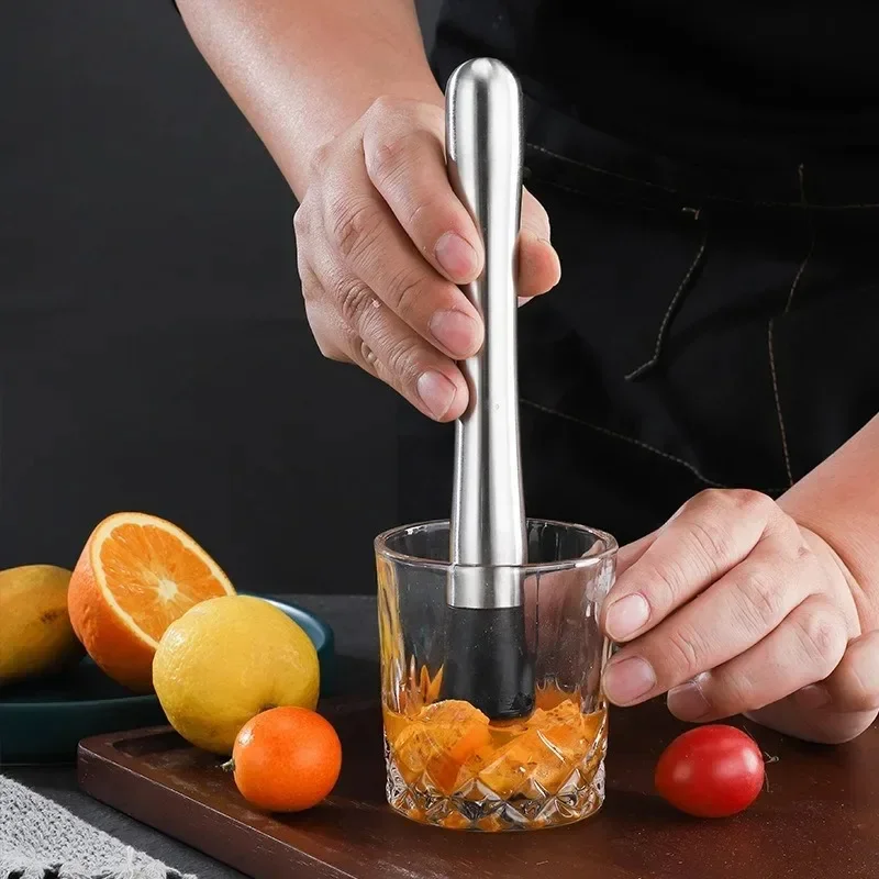 Stainless Steel Crushed Ice Hammer Lemon Cocktail Popsicle Sticks Wine Mixing Stick Cocktail Muddler Shaker with Crushing Hammer