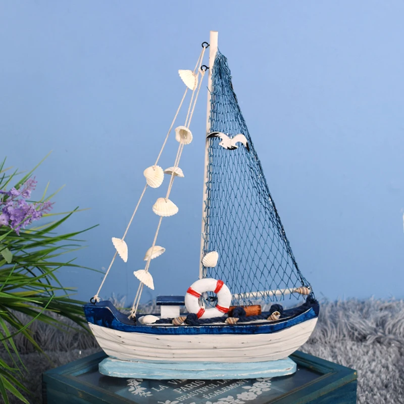 Wooden Large Shell Boat Smooth Sailing Sailboat Model Creative Decoration Pirate Ship Gift