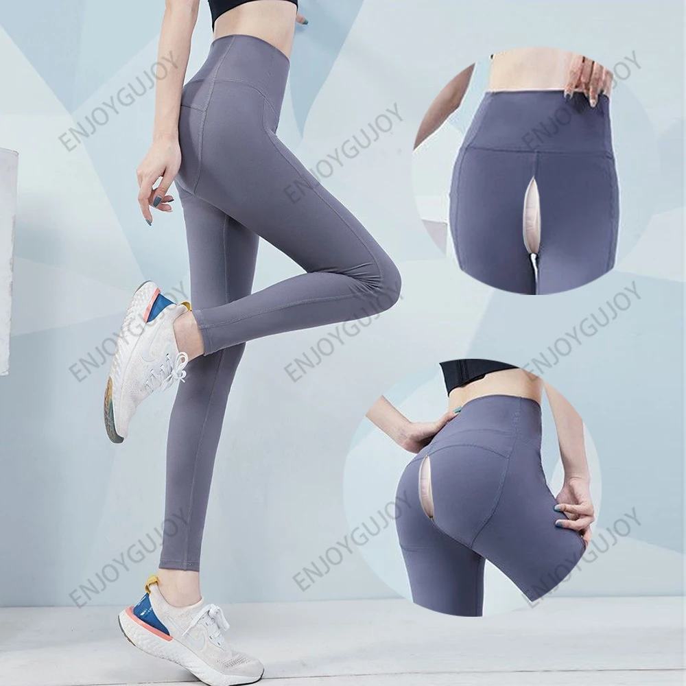 Fitness Pants Female Invisible Crotch Outdoor Sex Breathable Sports Pants Elasticity Sexy Peach Butt Lift Yoga Pants