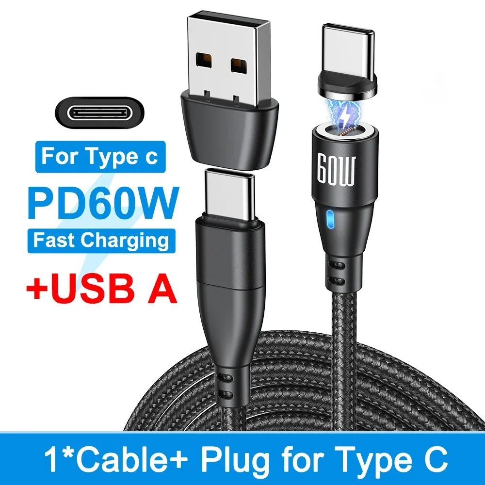60W Magnetic USB-C Fast Charging Cable with Micro Magnetic Connector
