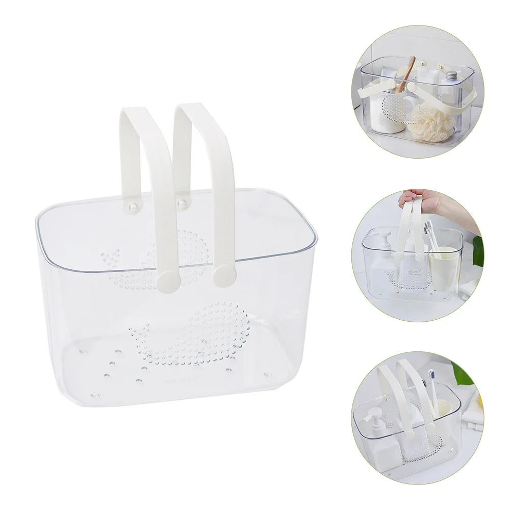 

Bath Basket Plastic Tote with Handle for Bathroom Shower Handbags Baskets Dorm Storage Organizer Handles Shopping Small