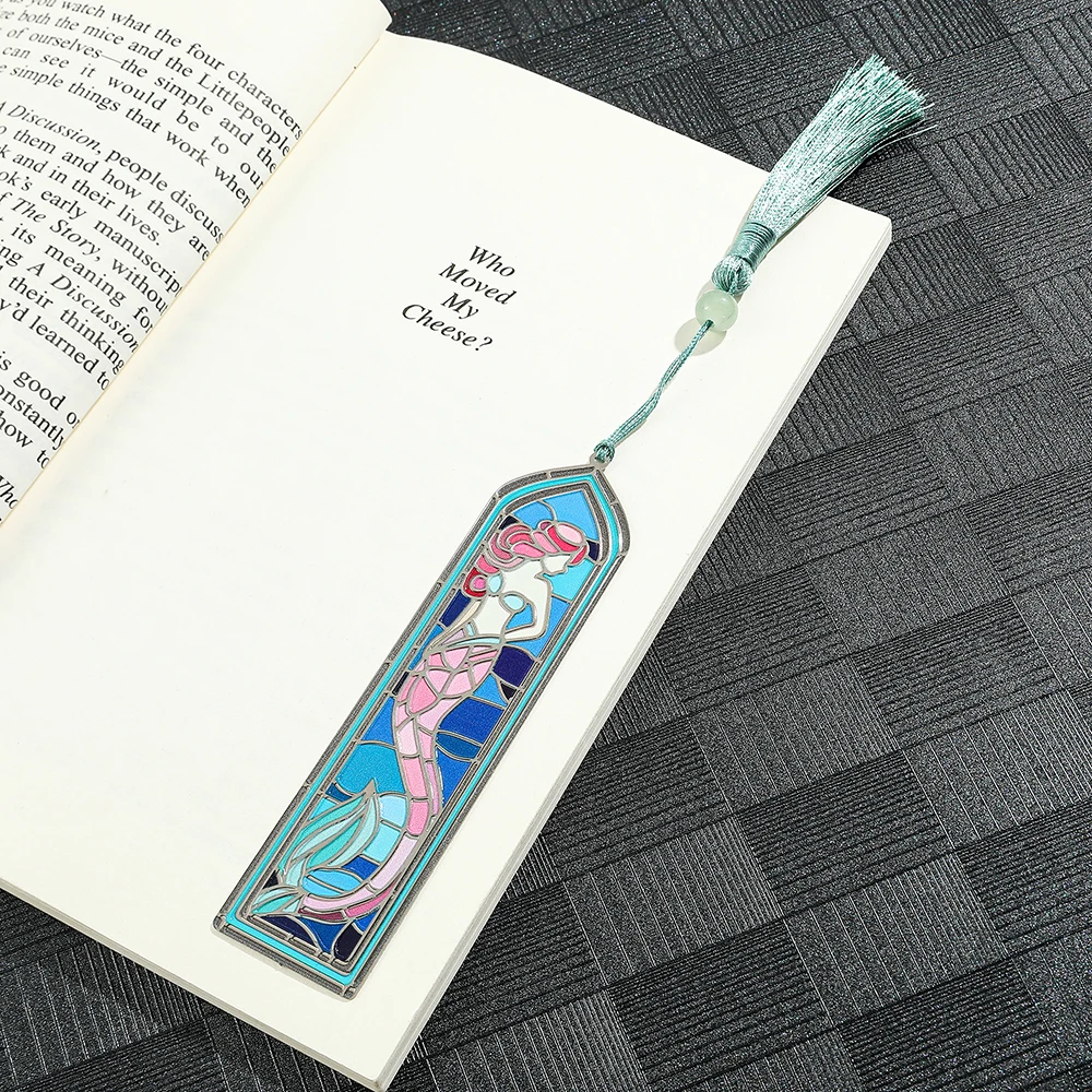 Mermaid Pane Metal Bookmark Oil Painting Style Reading Accessory Valentine's Day Gift for Wife 1pcs