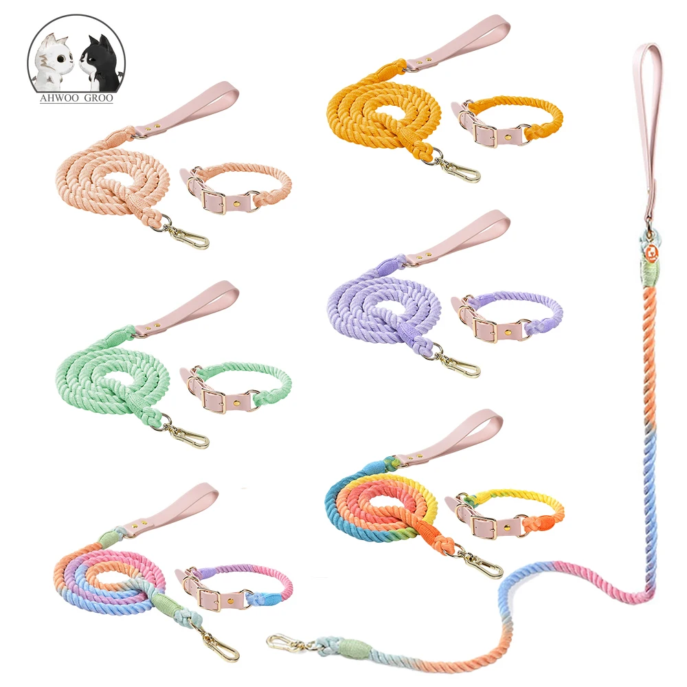 

Colorful pu Leather dog Collars Pet Dog Leash Lead For Small Medium Large Dogs Pitbull Bulldog Pugs Beagle Outdoor Walking Rope