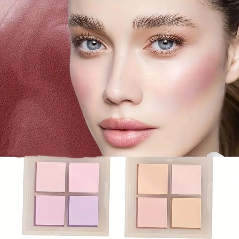 Four Color Peach Cream Blush Palette Nude Apricot Cheek Contour Brightening Makeup Blusher Rouge Cheek Tint for Cosmetics