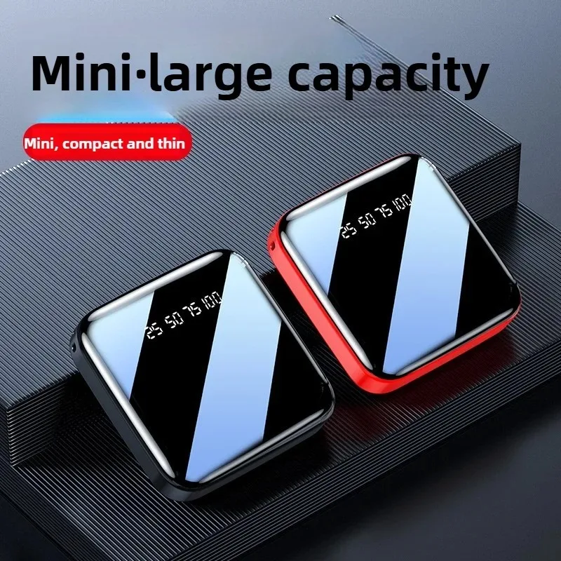 20000mAh 미니 전원 은행 미러 스크린 LED 디지털 디스플레이 Poverbank 외부 배터리 전원 은행 케이블 휴대용 충전기