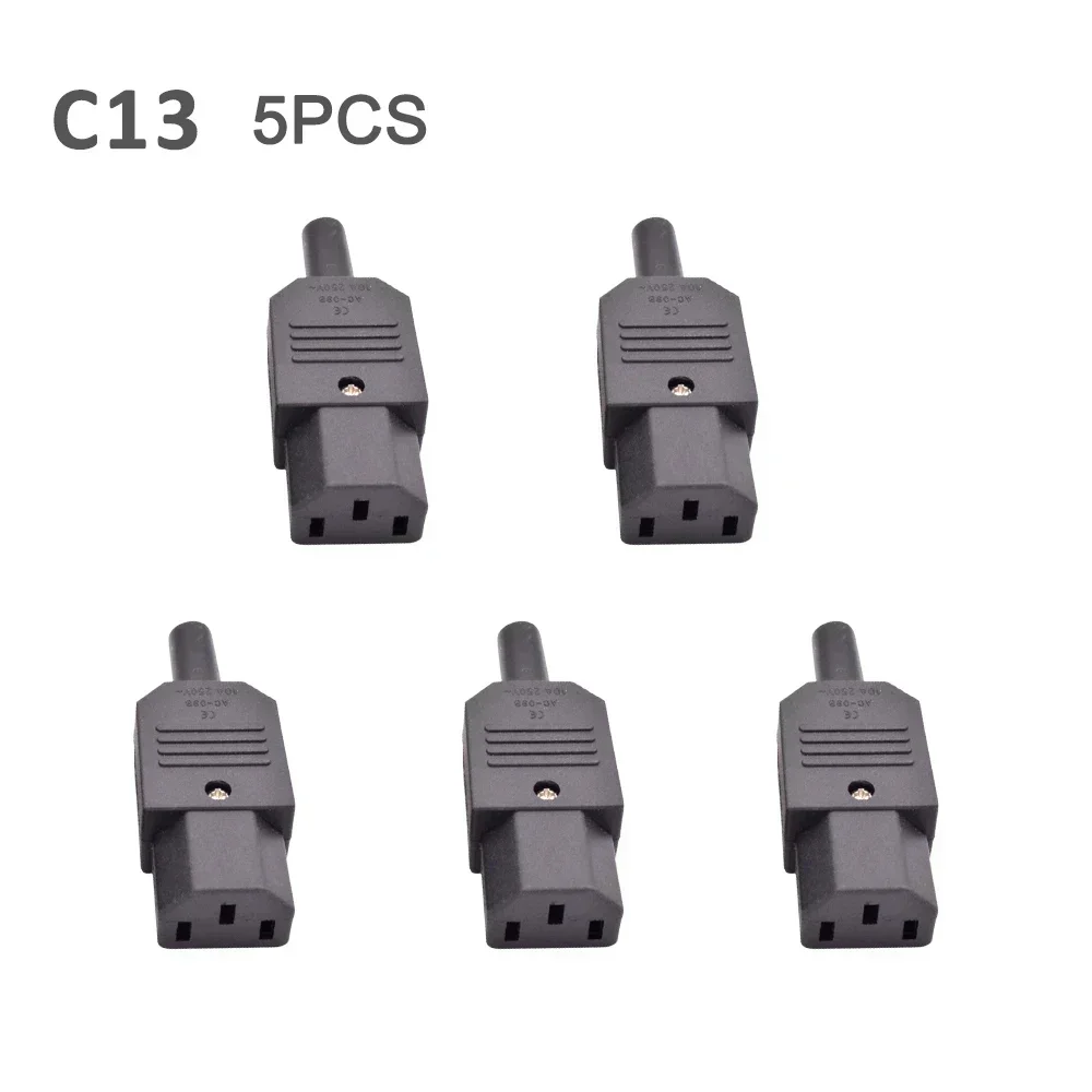 IEC Straight Cable Connector C13 C14 10A 250V Female Male Plug 3 Pin AC  Socket