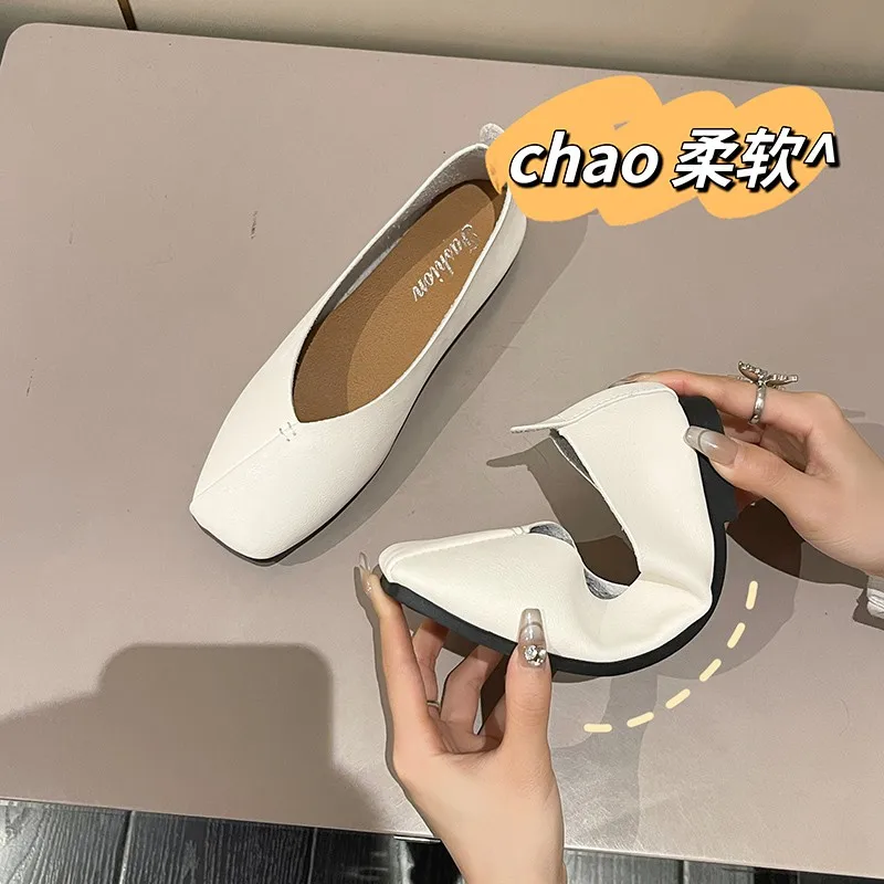 

Women's Square Toe Shallow Cut Shoes Spring Classic Lightweight and Comfortable Sports Shoes Fashion Trend Versatile Flat Shoes