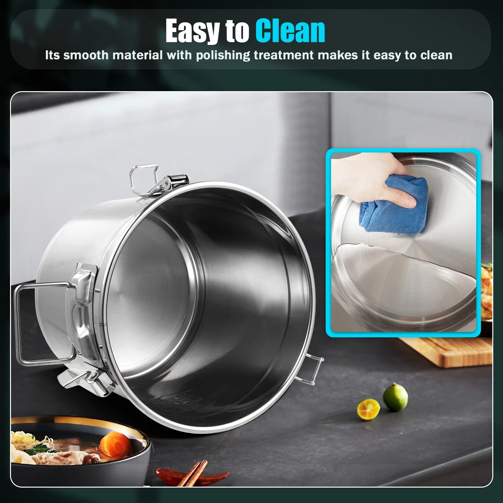 Stainless Steel Cereal Container - 12L Airtight Rice and Oil Storage Bucket