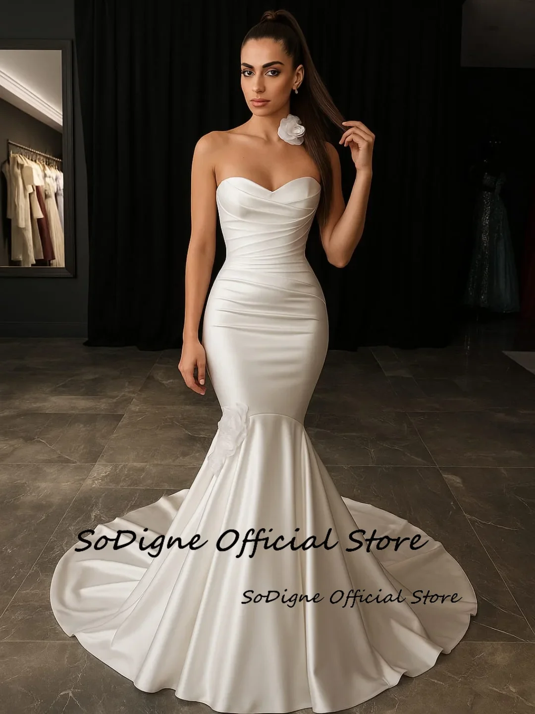 SoDigne Mermaid Satin 2025 Wedding Dress Sweetheart Sleeveless Bride Dresses Women Bridal Gowns vestidos de novia Customized 8 Sc6790364c00c45efadfa40f4170fdc83U