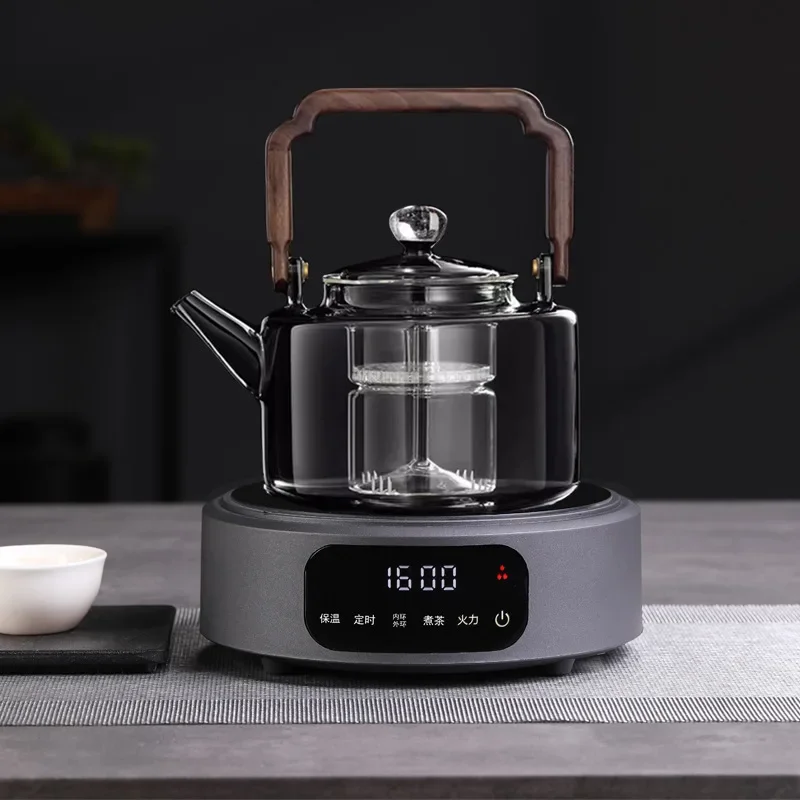 2024 New electric ceramic oven teapot, high temperature resistant glass tea maker steam white tea side handle kettle set 2