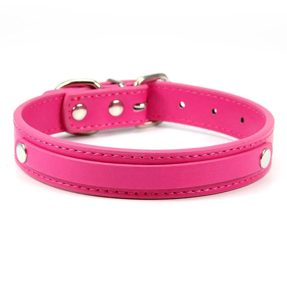24 PCS Wholesale Plain PU Leather DIY Name ID Dog Collar Custom Letters Charms Puppy Cat Neck Strap Collars for Small Medium Dog