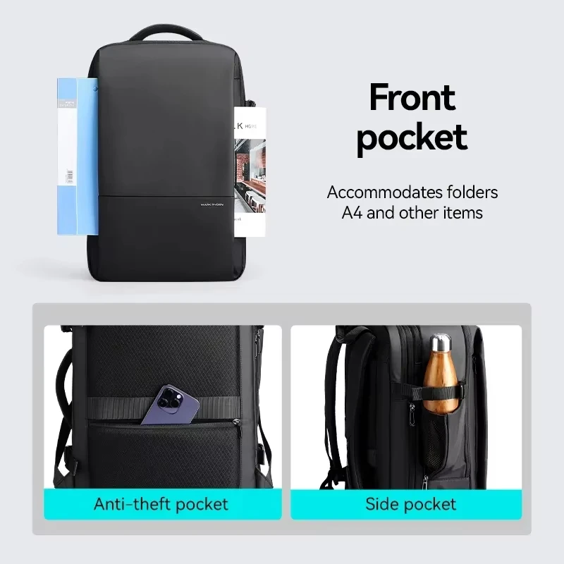 MARK RYDEN 45L Expandable Men's Backpacks Business Travel Backpack Bolsas Femininas Durable Bagpacks for Men Fits 17.3in Laptop