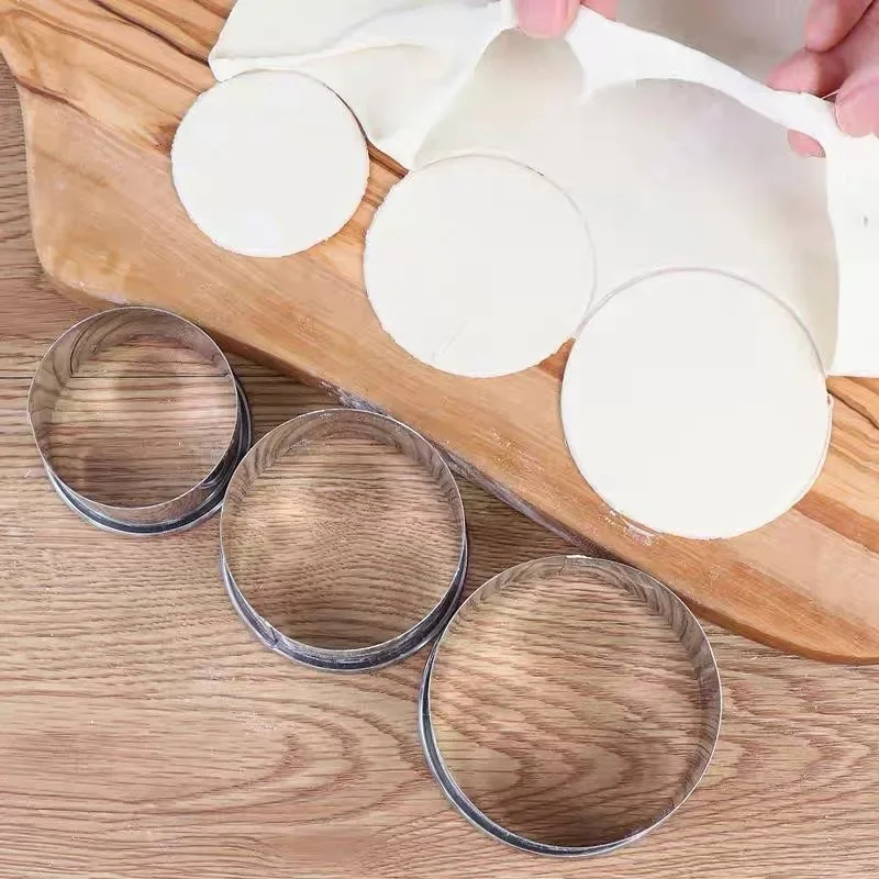Stainless Stee Round Dough Cutter DIY Dumplings Skin Mold Flower Shaped Cookie Pastry Maker Biscuit Circle Ring Mould 3Pcs/Set baking tool,dough cutter,cookie cutters,baking accessories,dumpling maker