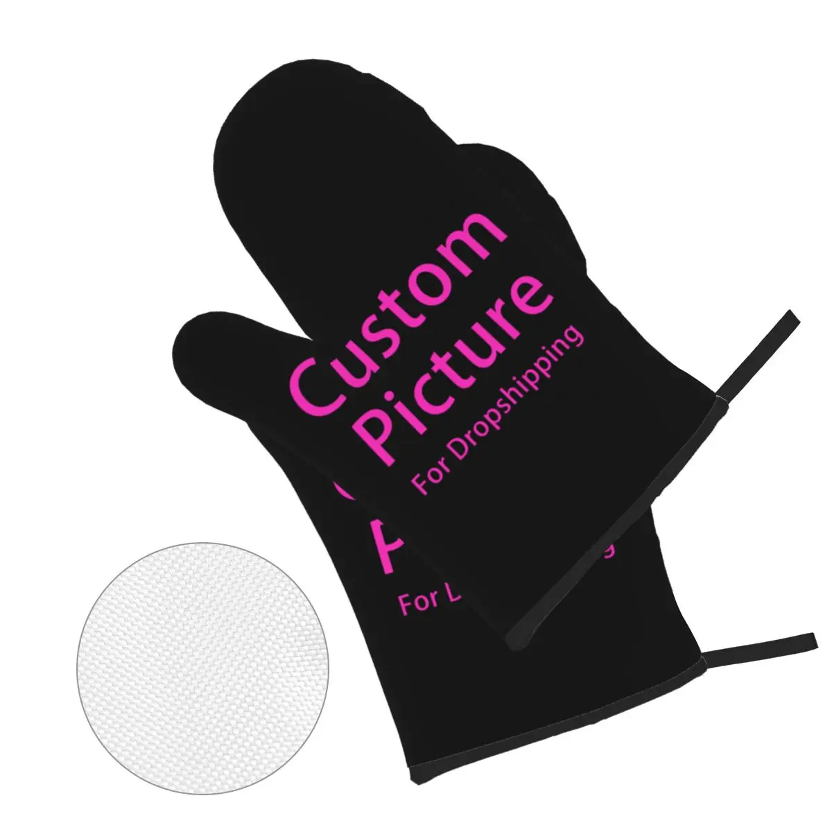 Custom Photo Logo Oven Mitts and Pot Holders Heat Resistant Kitchen Gloves Potholders 4pcs Sets for Cooking Baking Grilling