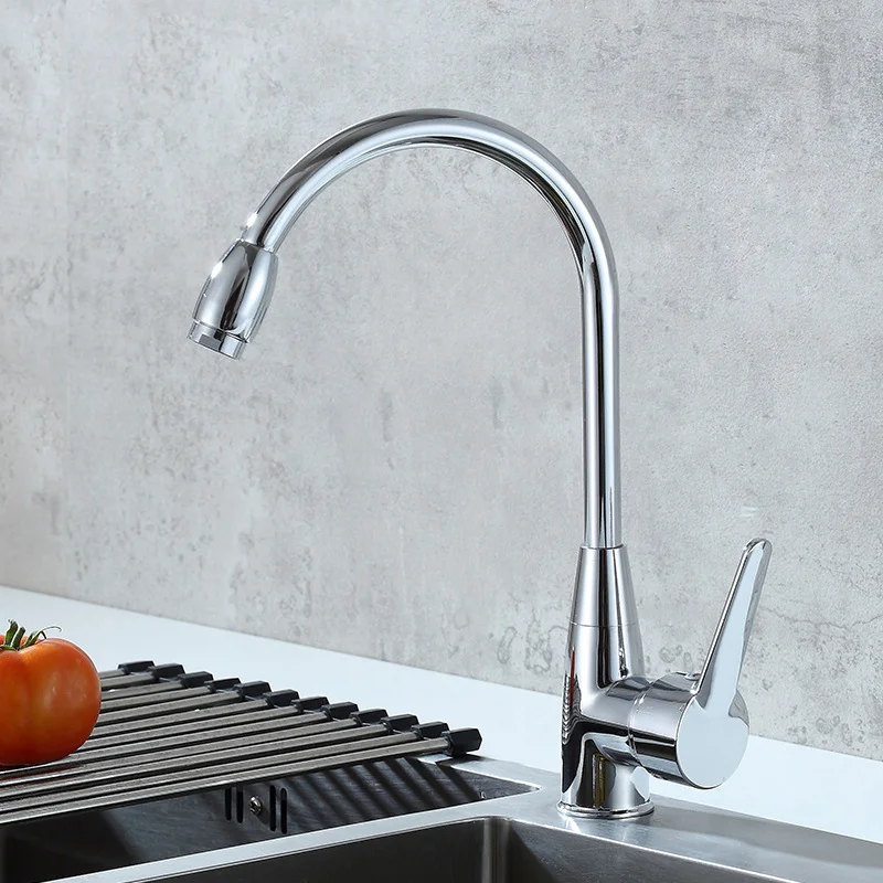 Zinc alloy kitchen sink faucet hot and cold rotatable  single handle  hole