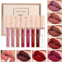 8 pcs matte liquid lipstick, lip glaze – waterproof, non-stick, long-lasting lip gloss, brown, pink, purple and red tones, suitable for Valentine’s Day, daily, parties, travel