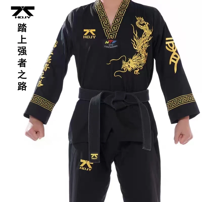 

Firmway Black Taekwondo Uniform Men and Women Coach Set Black Belt Kimono Karate Judo Martial Arts Adult WTF Clothing Dobok TKD