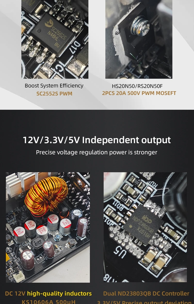 KIRIN850K ATX-600W 700W Black Power Supply 80 PLUS SILVER Support ATX3.0 Gaming