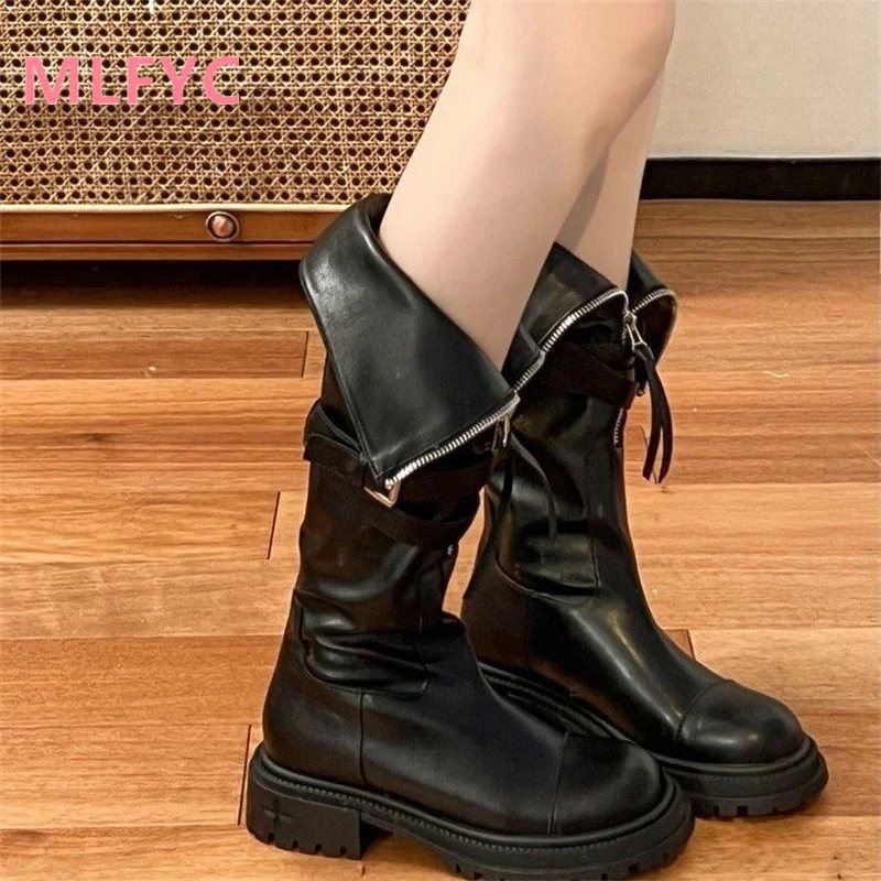 

2023 Spring Autumn New Over Knee Long Boots Women's Thick Sole Motorcycle Rider Boots High Sleeve Fashion Boots Platform Boots