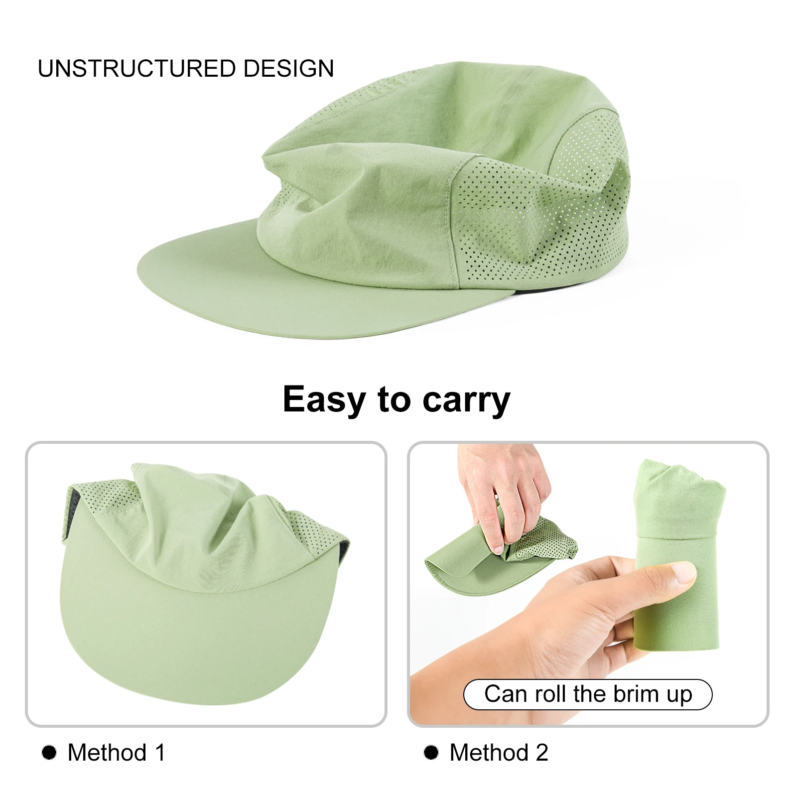 VOBOOM Unstructured Baseball Cap Flat Brim Sports Cap Quick Dry Outdoor Cap for Men and Women