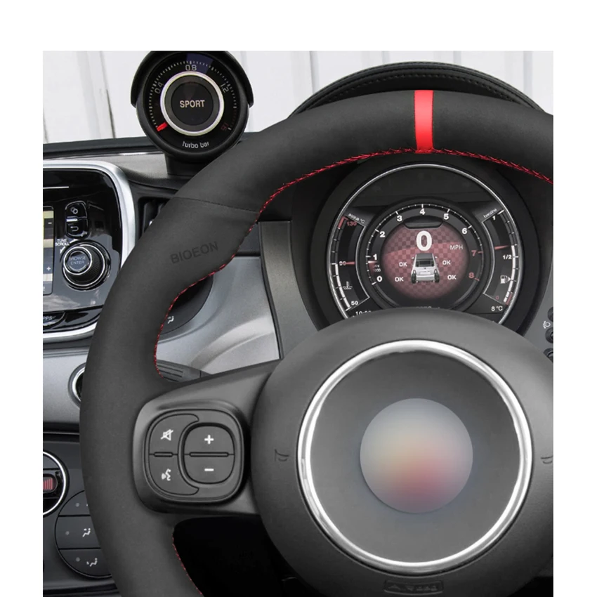 Hand-stitched Black Suede Steering Wheel Cover for Abarth 595 595C 695 695C  2016 2017-2021 Fiat 500 500C - AliExpress