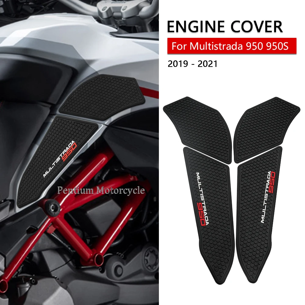 Motorcycle Fuel Tank Pad Knee Pad Anti Slip Tank Pad Side Stickers Rubber Sticker For Ducati Multistrada 950 950S 2019 - 2021