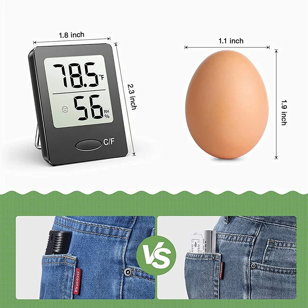 Temperature humidity meter Air thermohygrometer Room Thermometer Hygrometer Mini Size Indoor with Air Comfort Indicator 1 Pack