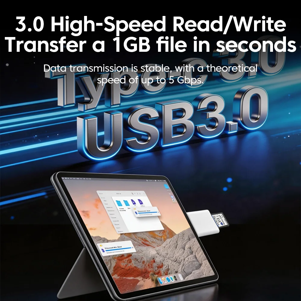 2 in 1 USB3.0 리더 어댑터 USB A/Type-C - SD+TF 카드 읽기 휴대폰, 태블릿, 노트북용 5Gbps 데이터 전송 커넥터