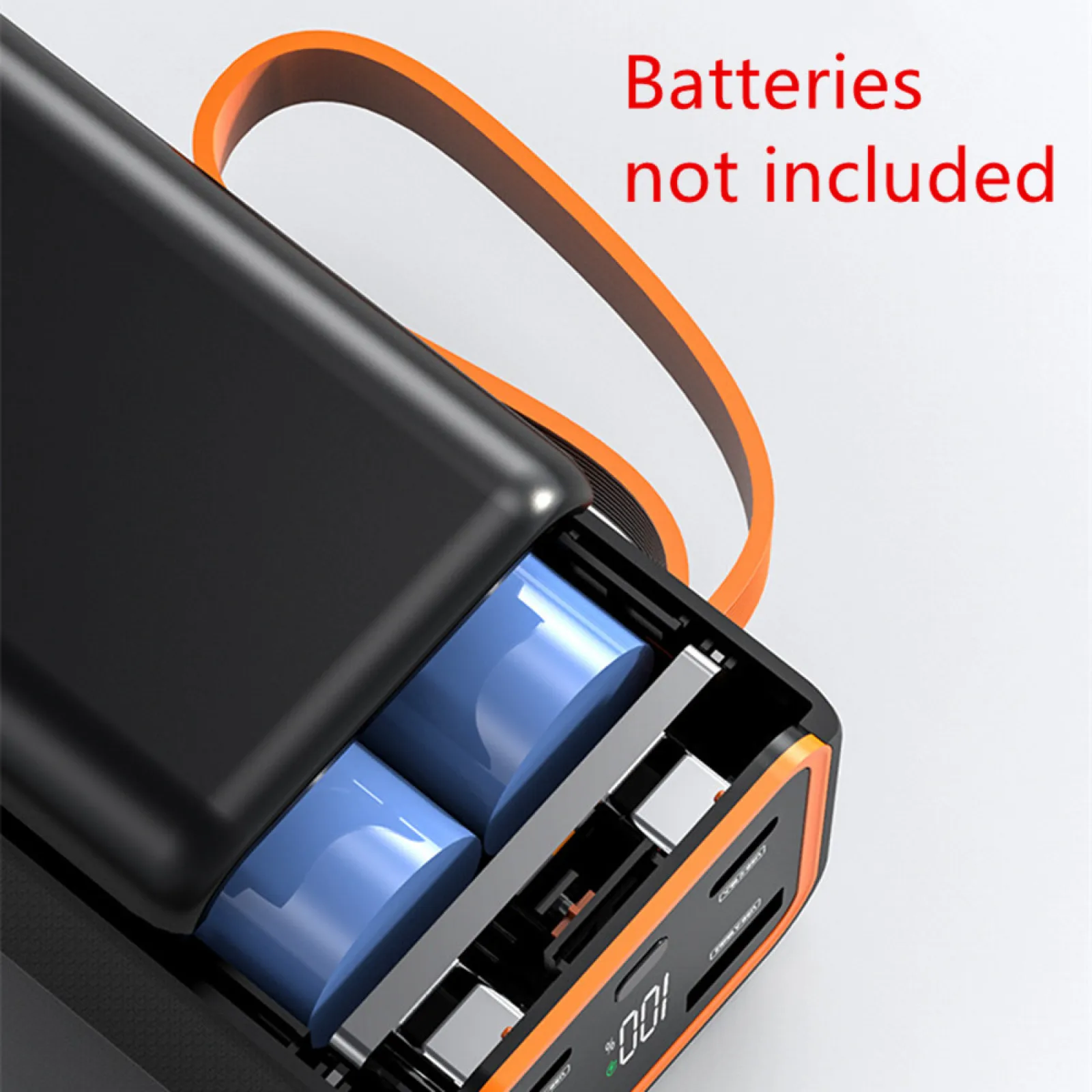 Detachable DIY Power Bank Case 4*21700 Battery PD 22.5W Fast Charging Shell LCD Digital Display Power Bank DIY Battery Case Box