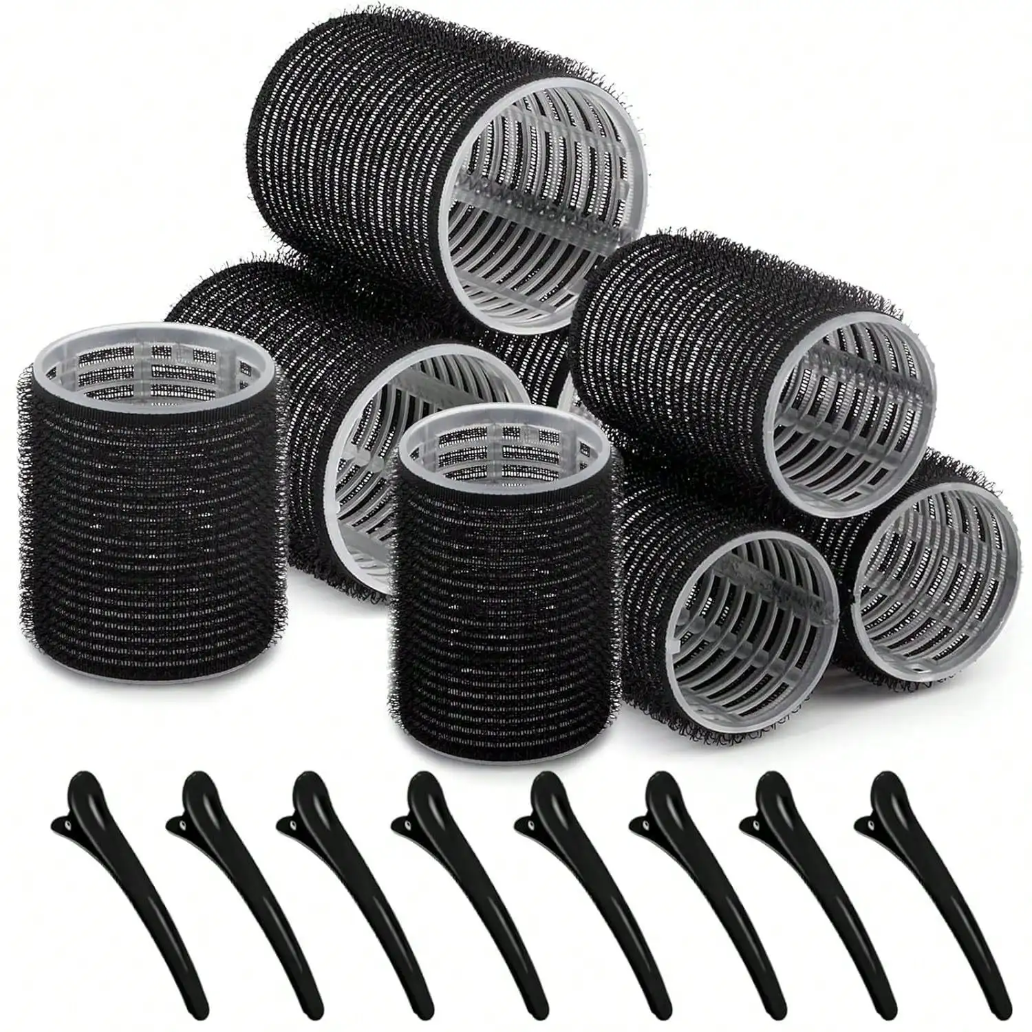16pcs Self-Adhesive Hair Rollers Set For Different Hair Lengths, Heatless Curlers With Clips As Diy Hair Styling Tool