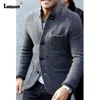 Mens Elegant Leisure Casual Knitted Blazers European Style 2024 Spring Classic Basic Jackets Men Slim Comfy Blazers Outerwear 1