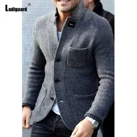 Mens Elegant Leisure Casual Knitted Blazers European Style 2024 Spring Classic Basic Jackets Men Slim Comfy Blazers Outerwear 1