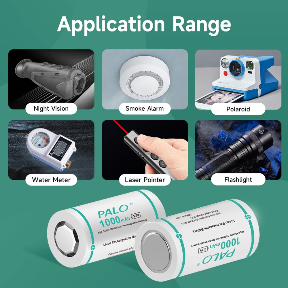 18350 battery 1000mAh 3.7V Rechargeable Li-ion flashlight battery 3.7V battery charger For 18350 16350 18650 14500 21700 battery — view 2