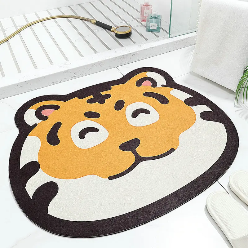 Cute Tiger Bath Mat Quick Drying Anti Slip Floor Mat Super Absorbent