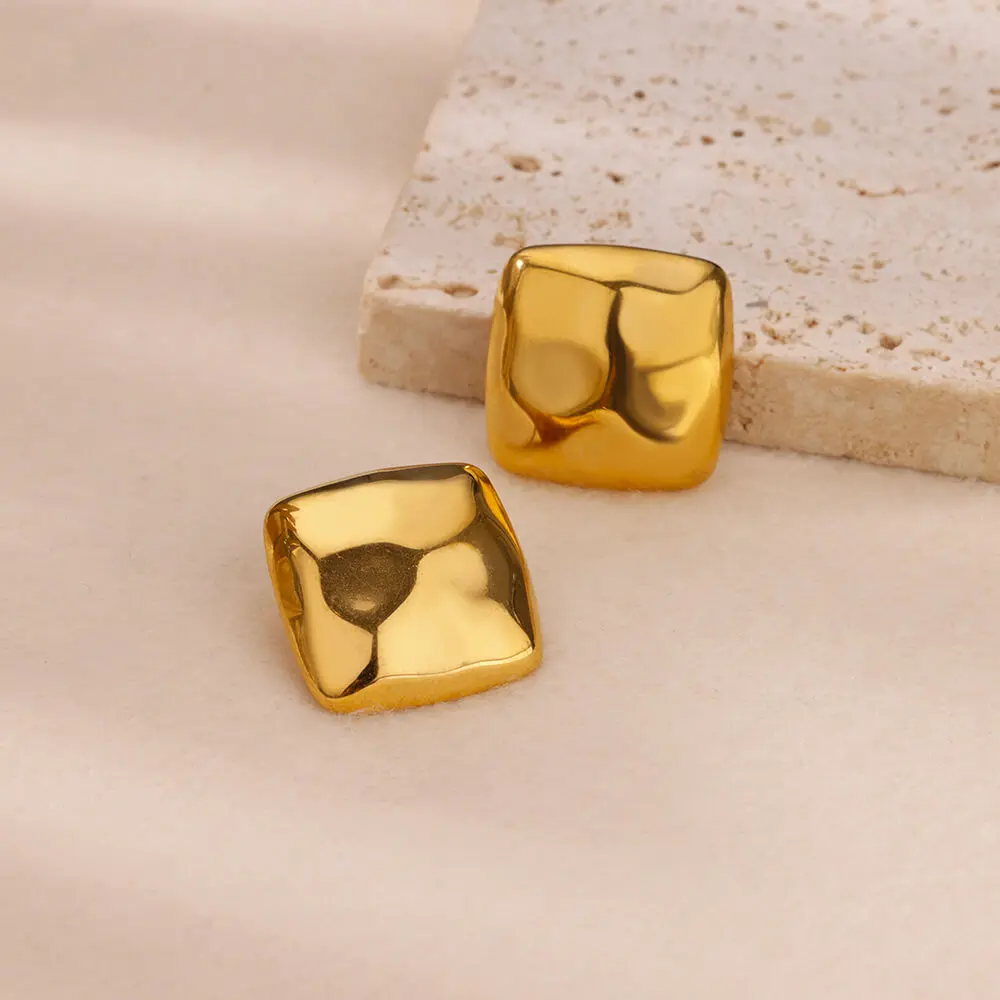 Stainless Steel Square Stud Earrings For Women