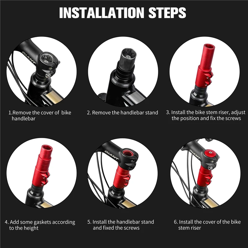 WEST BIKING Bicycle Stem Booster Aluminum Alloy Adjustable Bike Stem Extend Bike Handlebar Heighten Front Fork Bike Accessorie