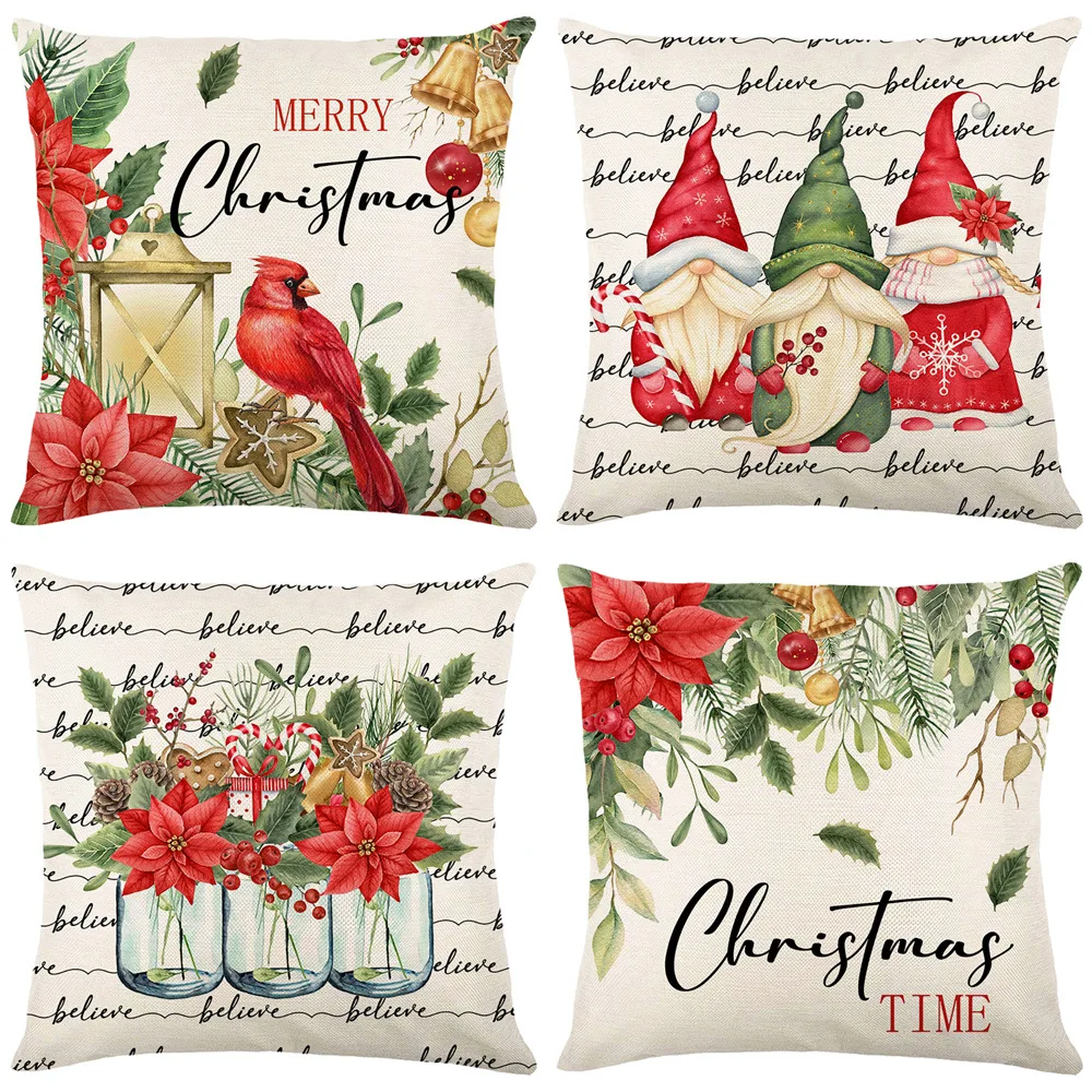 

Merry Christmas Cushion Cover Cute Dwarfs Flower and Bird Series Pillowcase Pillow Cover 45x45 Home Decor Office Chair B0218G