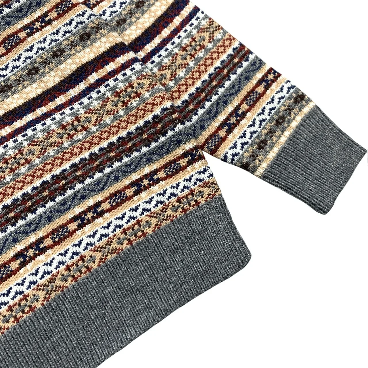 American Vintage Jacquard Knitwear Ethnic Style Pullover Autumn New Arrival Loose Sweater for Men