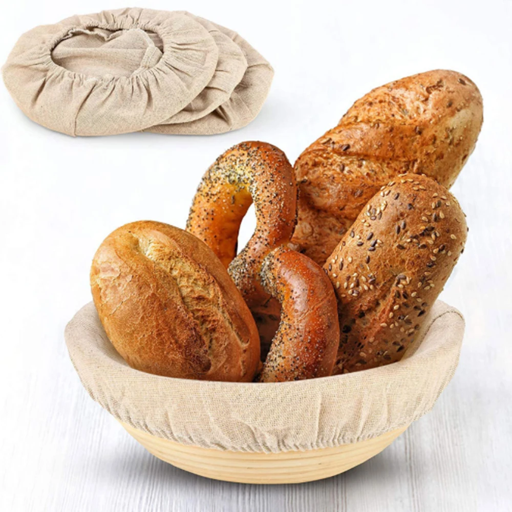 Fermented Linen Cloth Cover Round Rattan Bread Proofing Basket Cloth Liner Dough Banneton Flax Cover Bag