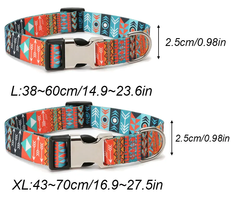 Personalised Forest Pattern Dog Collar Adjustable Nylon Pet Lead_voghion.com