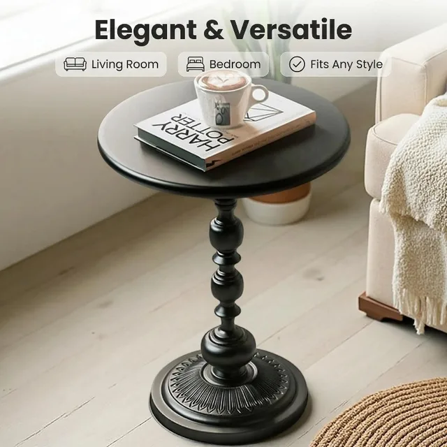 Table d'appoint rétro en fer forgé, petite table ronde de rangement pour chevet, canapé, salon, balcon, table basse domestique 1