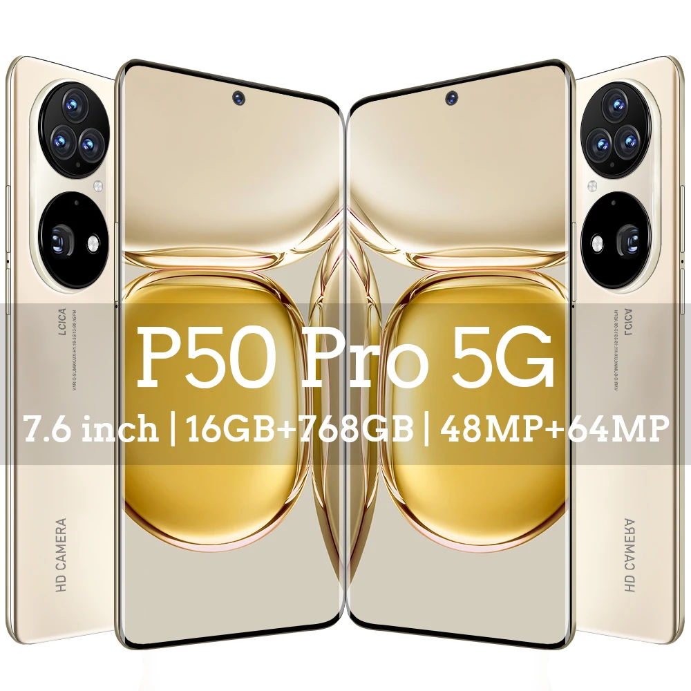 Global Version Smart Phone P50 Pro 16Gb Ram 768Gb Rom Dual SIM Unlocked Smartphone Android 11.0 Deca Core 4G/5G Cellphones |