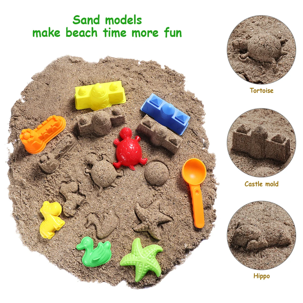 TOYMYTOY 27PCS Sand Molding Toys Kid's Summer Beach Toys Sand Play Set with Castle Animal Sand Molds and Tools (Random Color) 3