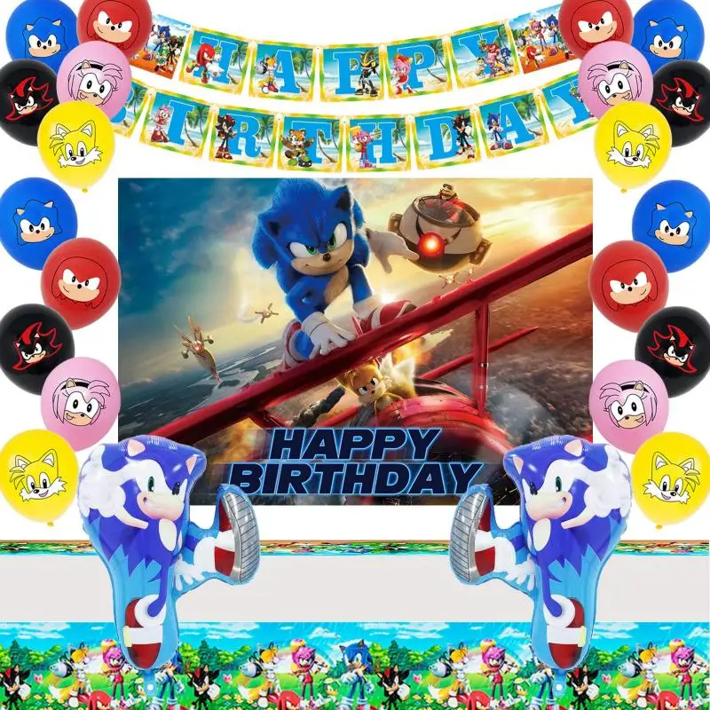 7Pcs Sonic Birthday Balloon Number Kids Anniversary Room