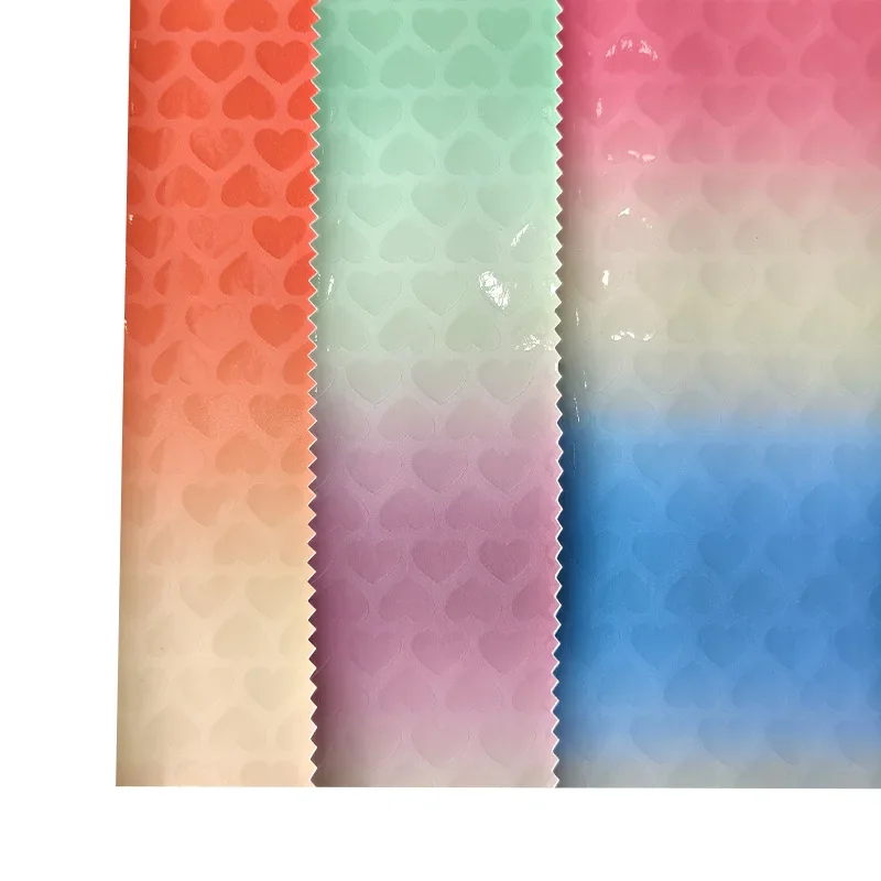 New Mirror Rainbow Gradient Heart Embossed Leather PU Leather Handbag Box Bag Shoe Material Furniture Fabric