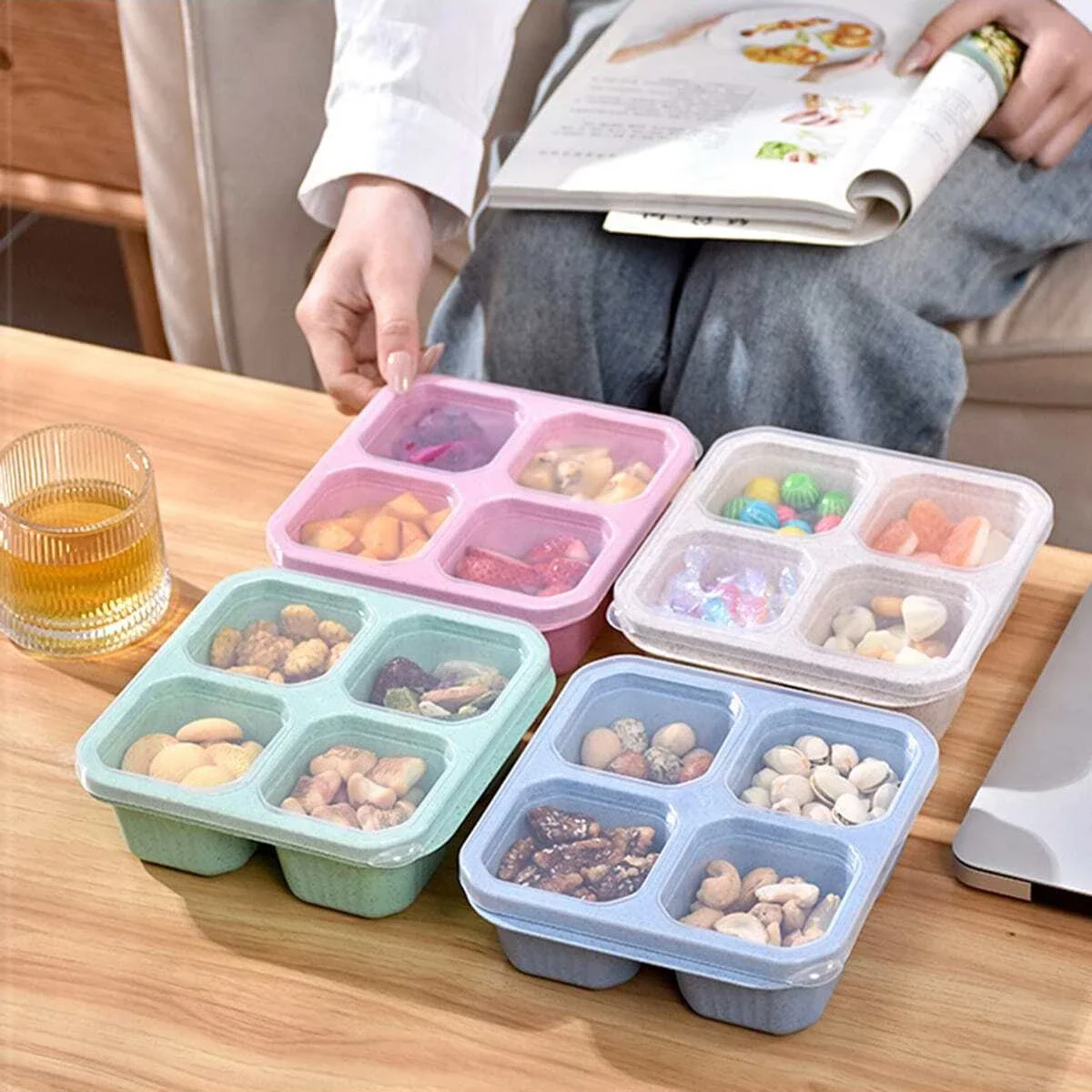 Portable Lunch Box Compartmentalized Lunchbox for Kids Adult