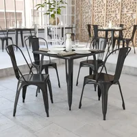 Commercial Grade 31.75" Square Black Metal Indoor-Outdoor Table 1