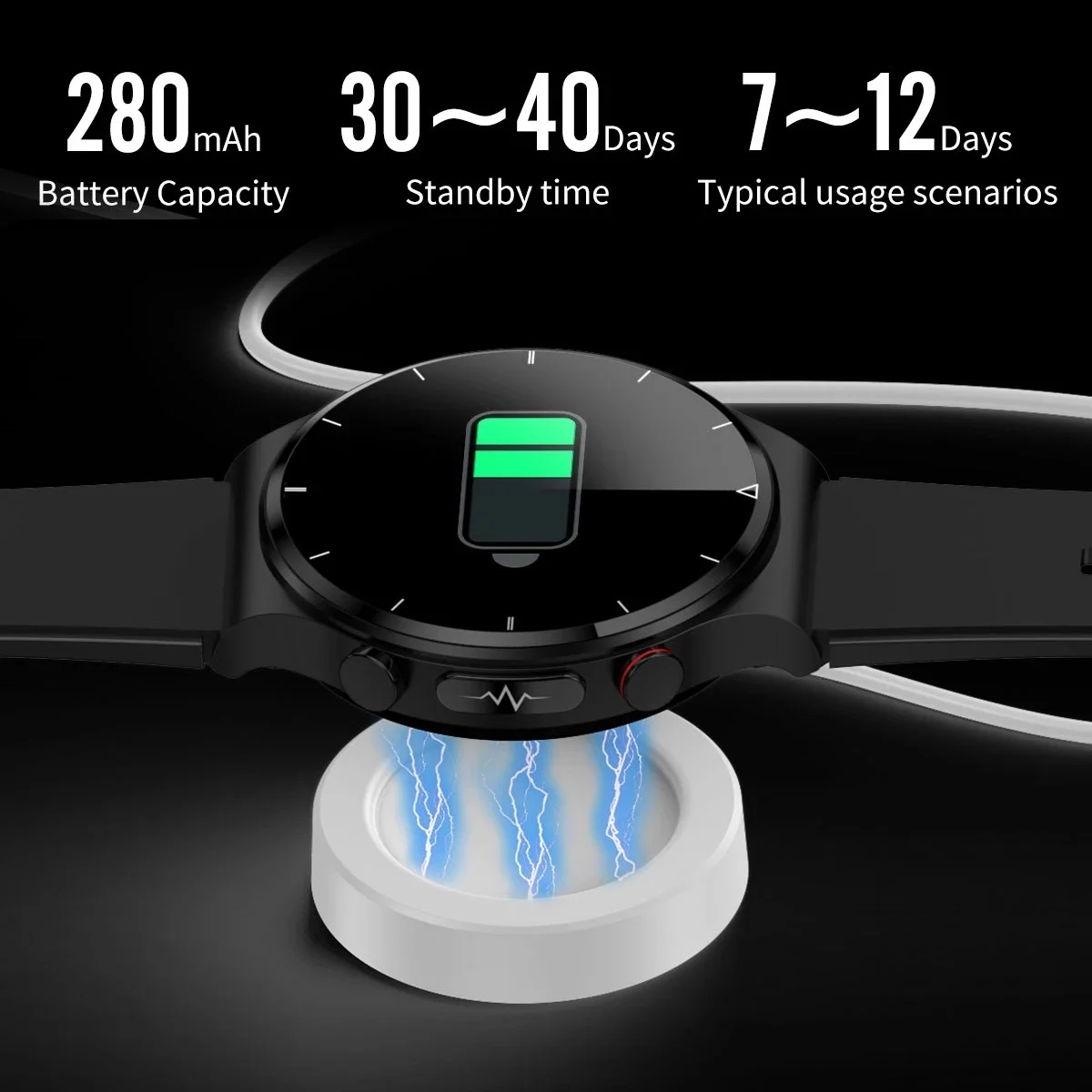 LIGE Health Smart Watch Men ECG+PPG Body Temperature Blood Pressure Heart Rate Waterproof Wireless Charger Smartwatch 360*360 HD