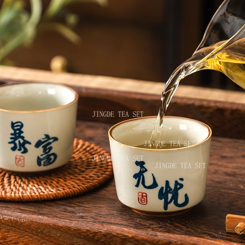 1pcs 120ml Ceramic Host Tea Cup Chinese High-end Underglaze Colored Tea Cup Personal Drinking Utensils Tea Set Accessories